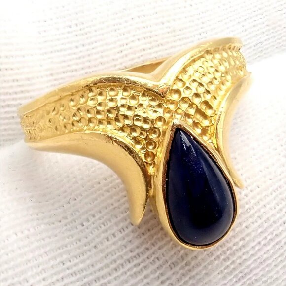 Authentic! Ilias Lalaounis Greece 18k Yellow Gold Onyx Ring - Picture 8 of 13
